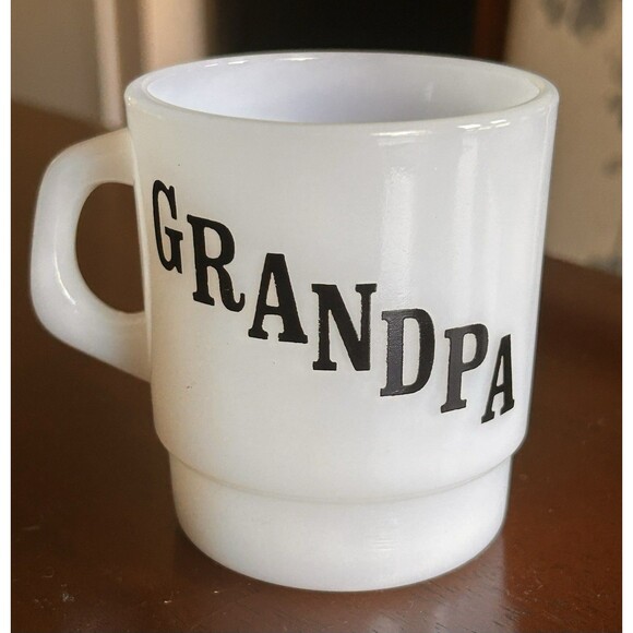 Termocrisa Mexico MCM White Milk Glass Coffee Mug Grandpa w/ Sweet Saying - Picture 1 of 4